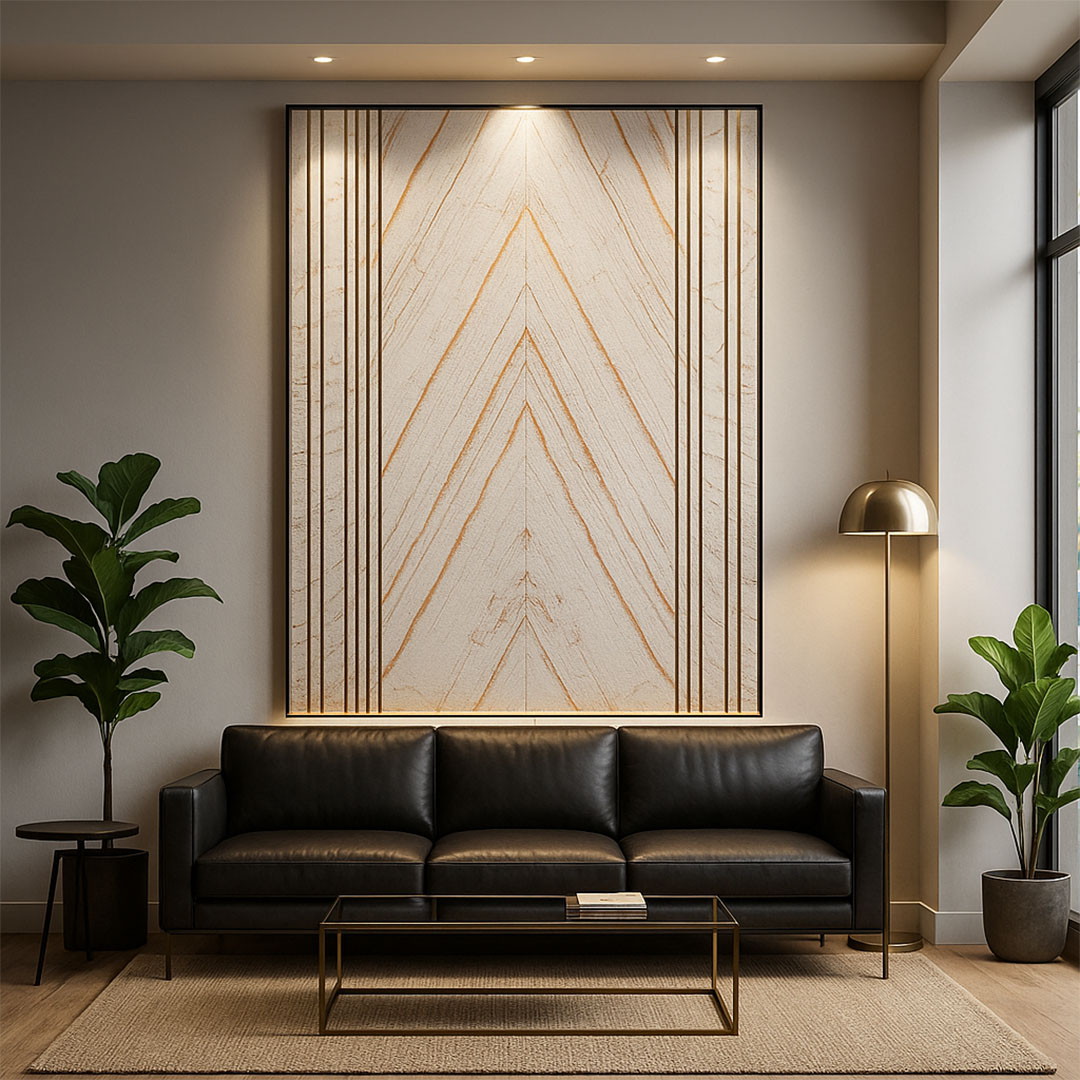 Elevate Wall Art – Chevron Marble & Metal Panel view 2