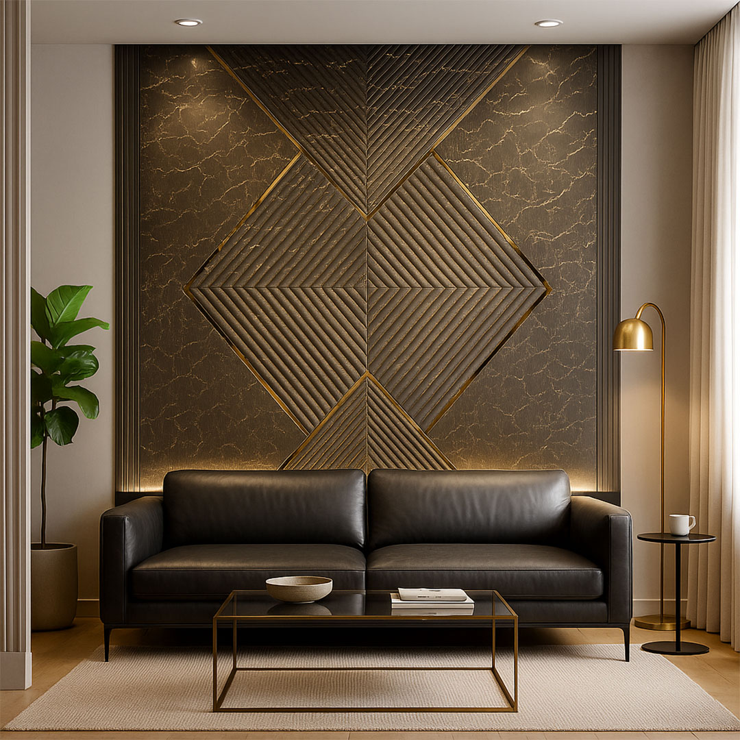 Elevate Wall Art – Geometric Diamond Metallic Panel view 2
