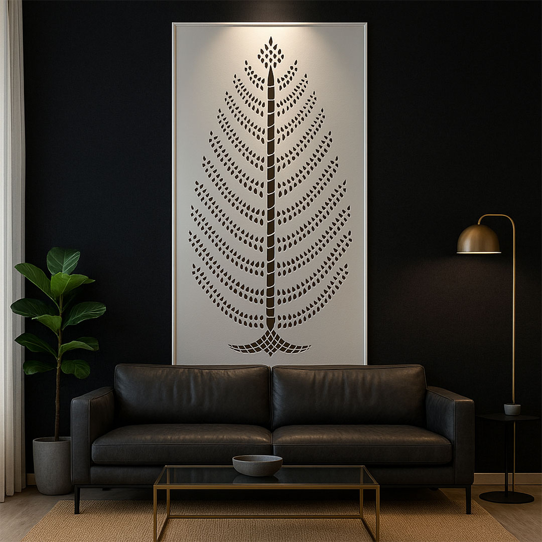 Elevate Wall Art – Laser-Cut Leaf Metallic Panel view 2