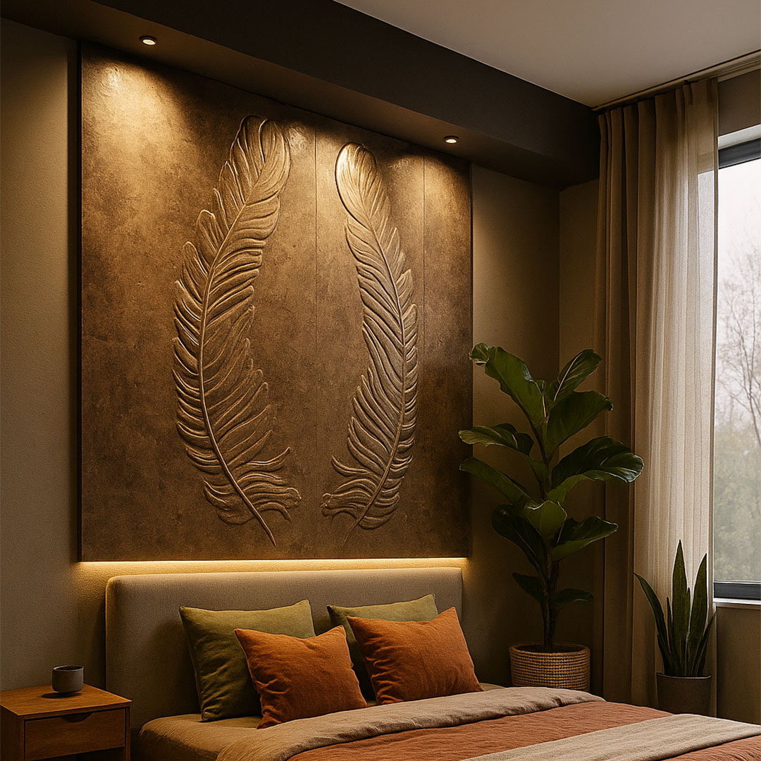 Feather Fusion Wall Art – Premium Metallic Panel view 2